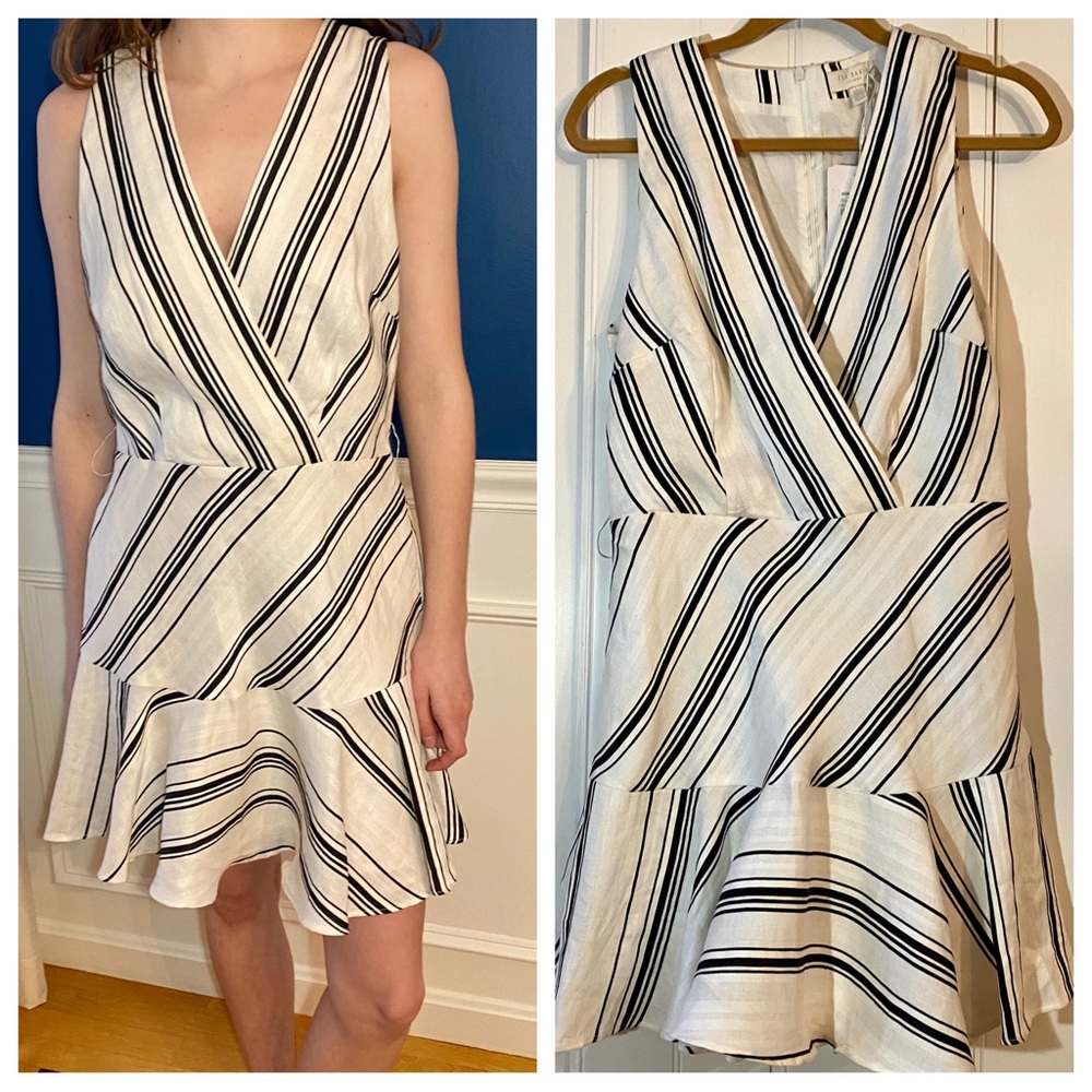 Ted Baker Aliicee Striped Linen/Cotton Blend Mini Dress,Ted Baker Sz 3 = US Sz 8